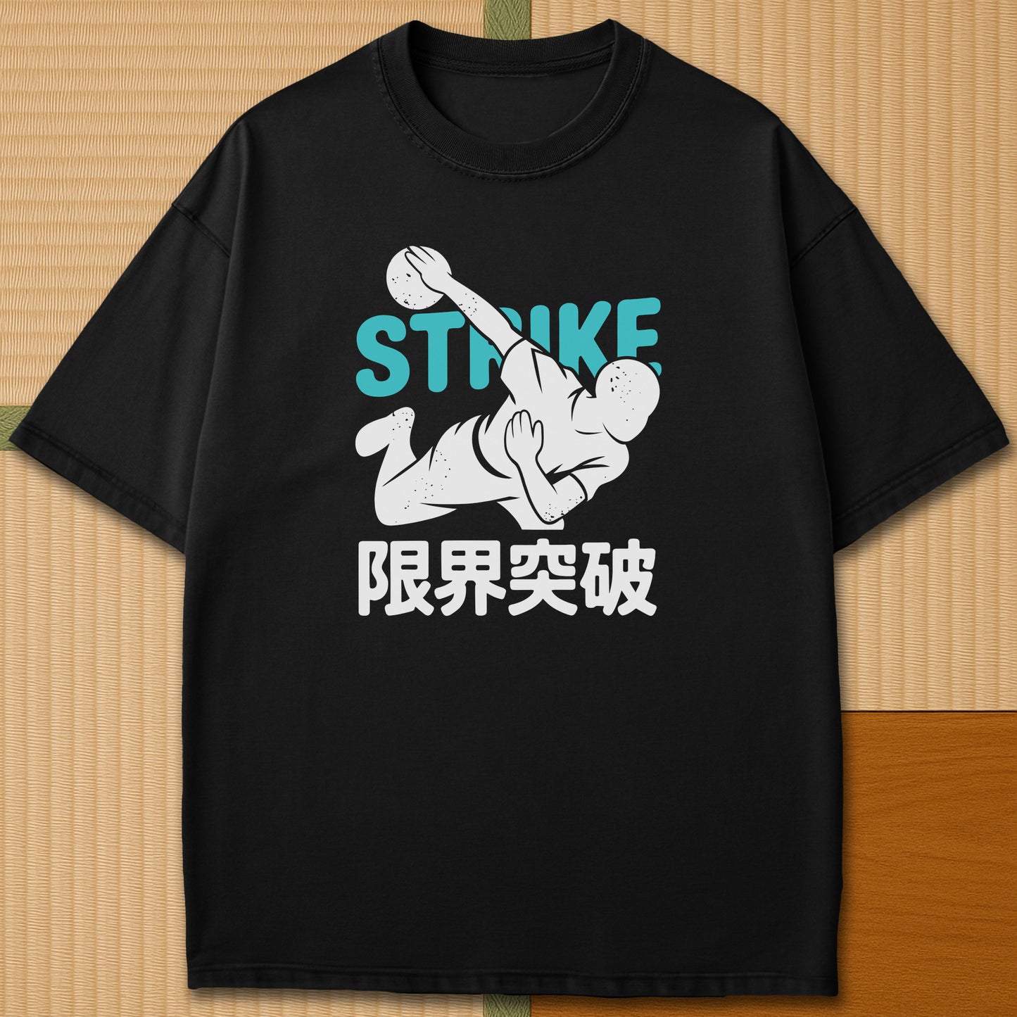 Japanese-inspired cotton Break Your Limits Retro Manga Bowling T-Shirt in Black on Comfort Colors 1717, styled in a modern flatlay scene.
