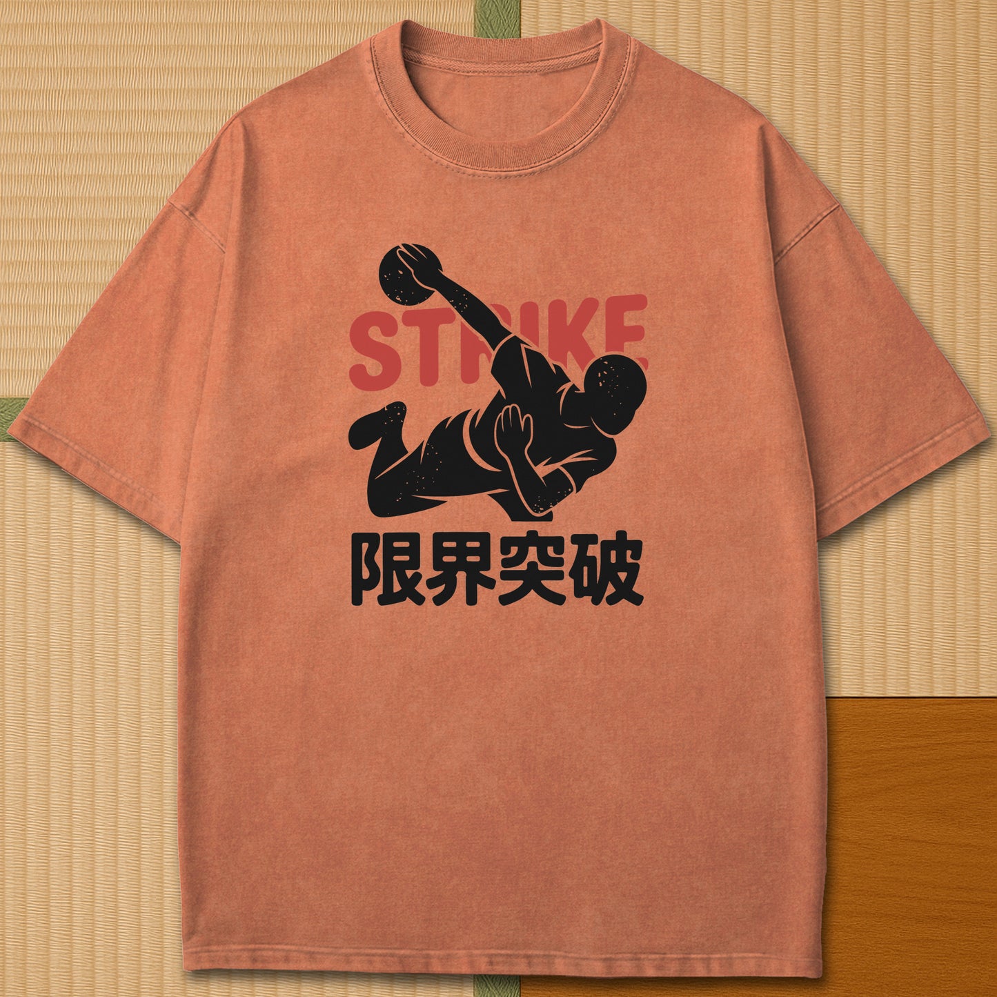 Japanese-inspired cotton Break Your Limits Retro Manga Bowling T-Shirt in Yam on Comfort Colors 1717, styled in a modern flatlay scene.