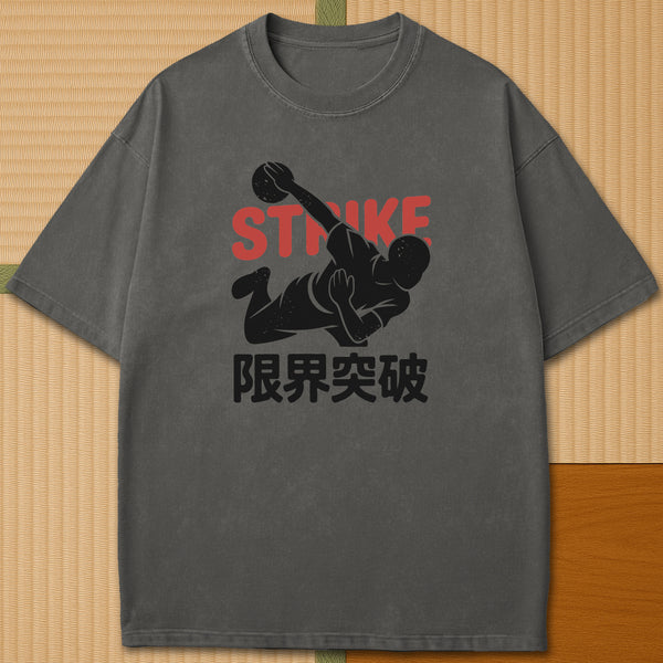 Japanese-inspired cotton Break Your Limits Retro Manga Bowling T-Shirt in Pepper on Comfort Colors 1717, styled in a modern flatlay scene.