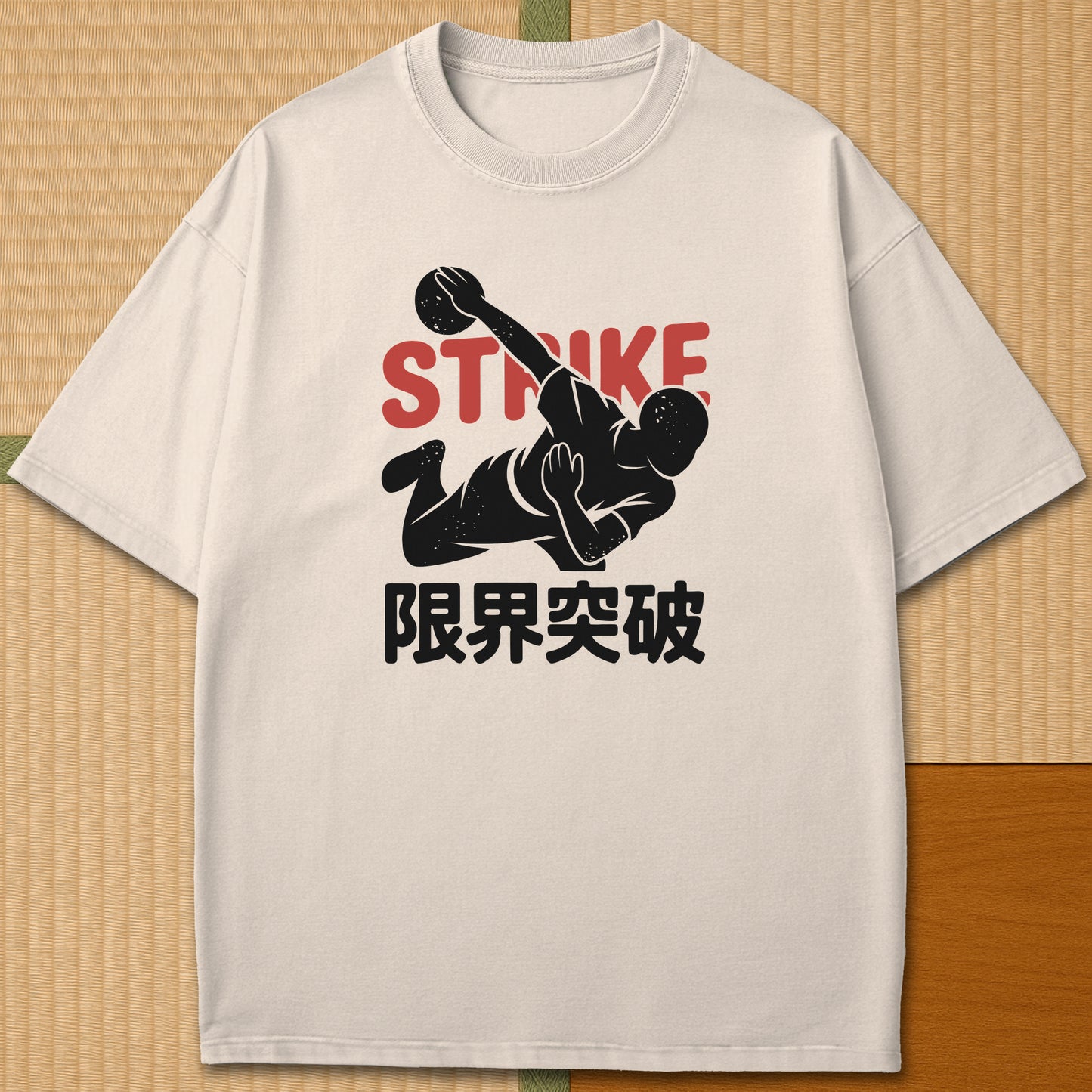 Japanese-inspired cotton Break Your Limits Retro Manga Bowling T-Shirt in Ivory on Comfort Colors 1717, styled in a modern flatlay scene.
